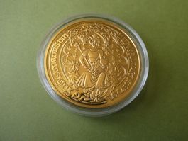 vergoldete  Medaille 40 mm PP,  uralte Goldmünze