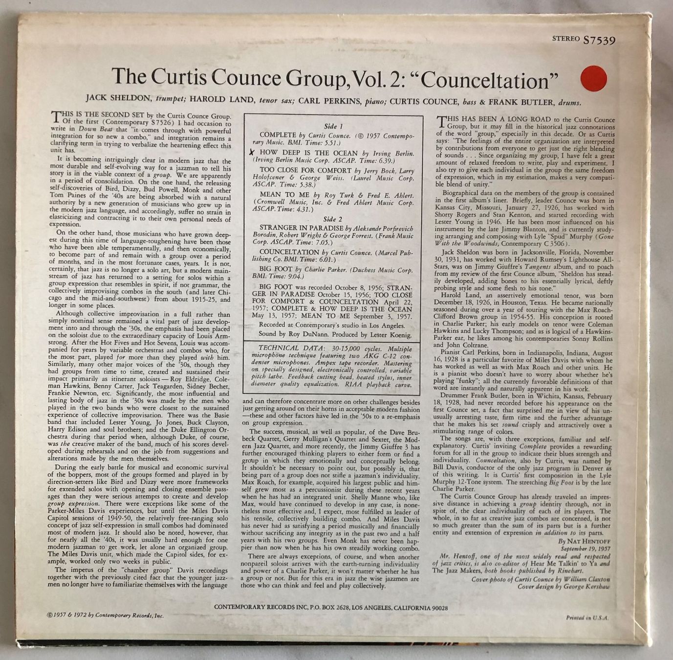 Vinyles: THE CURTIS COUNCE GROUP - VOL 2: CONCELTATION – D'occasion à Poliez-Pittet par Newtown-Records 1