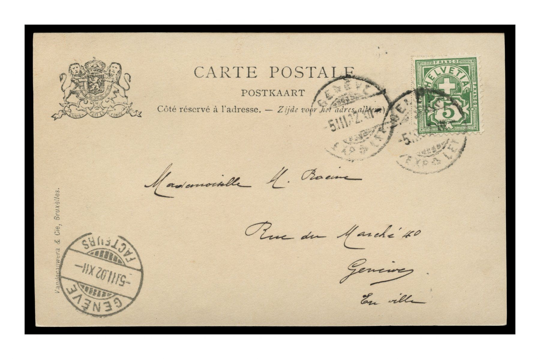 Cartoline postali: ANGES -1902 "Charité & Espérance" (Lot de 2x C.P.) – Usato da Onex venduto da Lagorel01 2