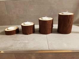 Teelichtuntersetzer Holz / Teelichthalter