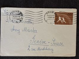 Enveloppe timbrée Pologne JO 1952 datée 11.12.1951