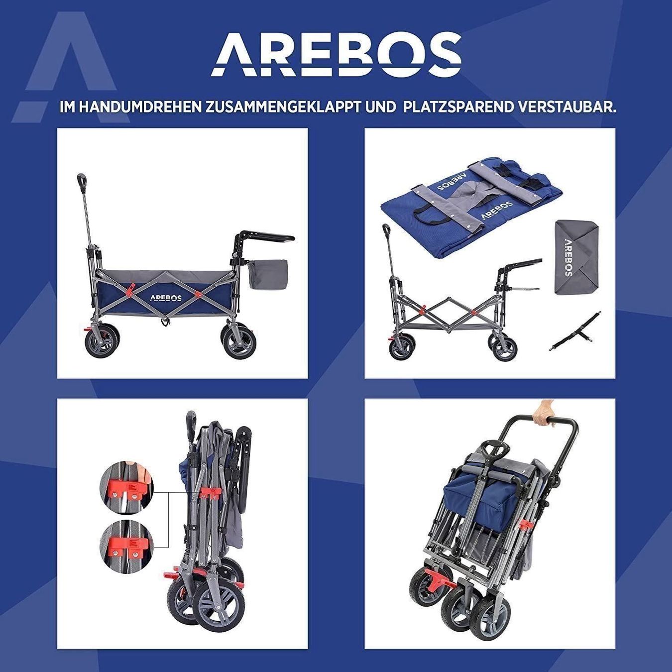 Sonstiges: Bollerwagen faltbar mit Dach blau – Neu und originalverpackt aus Bottighofen von zaap 4