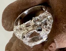 Opulenter 925 Silber Ring 17 Topase Prunkvoller Ringkopf G60