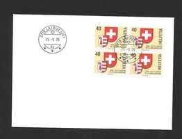 FDC Nr. 621 Viererblock ET Lajoux (JU) 25.9.1978