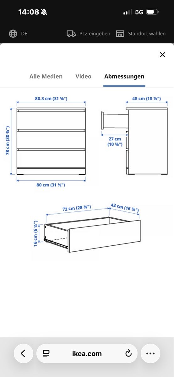 Ikea Commodes: Malm Kommode 3 Schubladen weiss – Neuf (Voir description) à Oberbüren par dijbdn 4