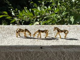 3x Bronze Mini Pferde-Figuren Handgefertigte Miniatur-Kunst
