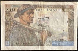Originale 10 France Banknote von 1949 - Seltenes Sammlers...