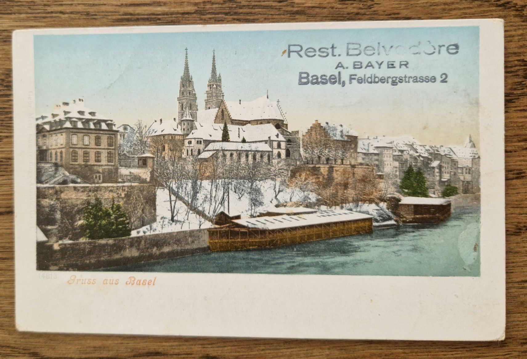 Cartoline postali: Basel, Winter, Stempel Hotel Belvedere, A. Bayer – Usato da Ebikon venduto da Donar50