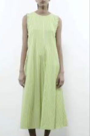 Sfera Lightweight striped green and white midi dress size m