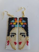 Frida Kahlo Ohrringe, Ohranhänger Miyuki Perlen