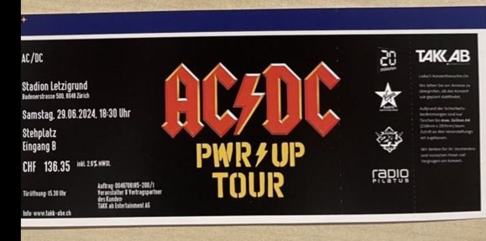 AC/DC tiket in Zurich | Kaufen auf Ricardo