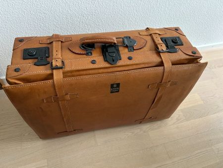 Vintage Style Echtleder Reisekoffer braun 40x60x22cm