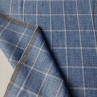 Ital. Designer Leinen Stoff gewoben 1.70x1.50m hellblau-grau