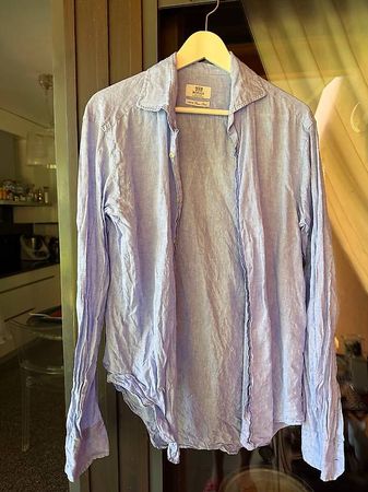 Camicia azzurra in lino brand boggi taglia 42 
