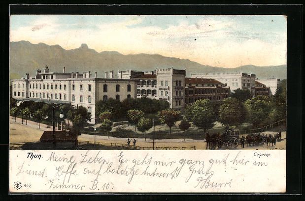 Cartoline postali: AK Thun, Blick zur Caserne – Usato da Berlin venduto da bartko-reher