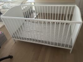 Baby Crib White Good Condition 70x140cm