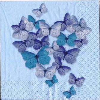 Serviettes: 2 Servietten Schmetterling Herz blau – Neuf (Voir description) à Basel par Happybaer