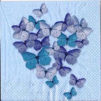 2 Servietten Schmetterling Herz blau