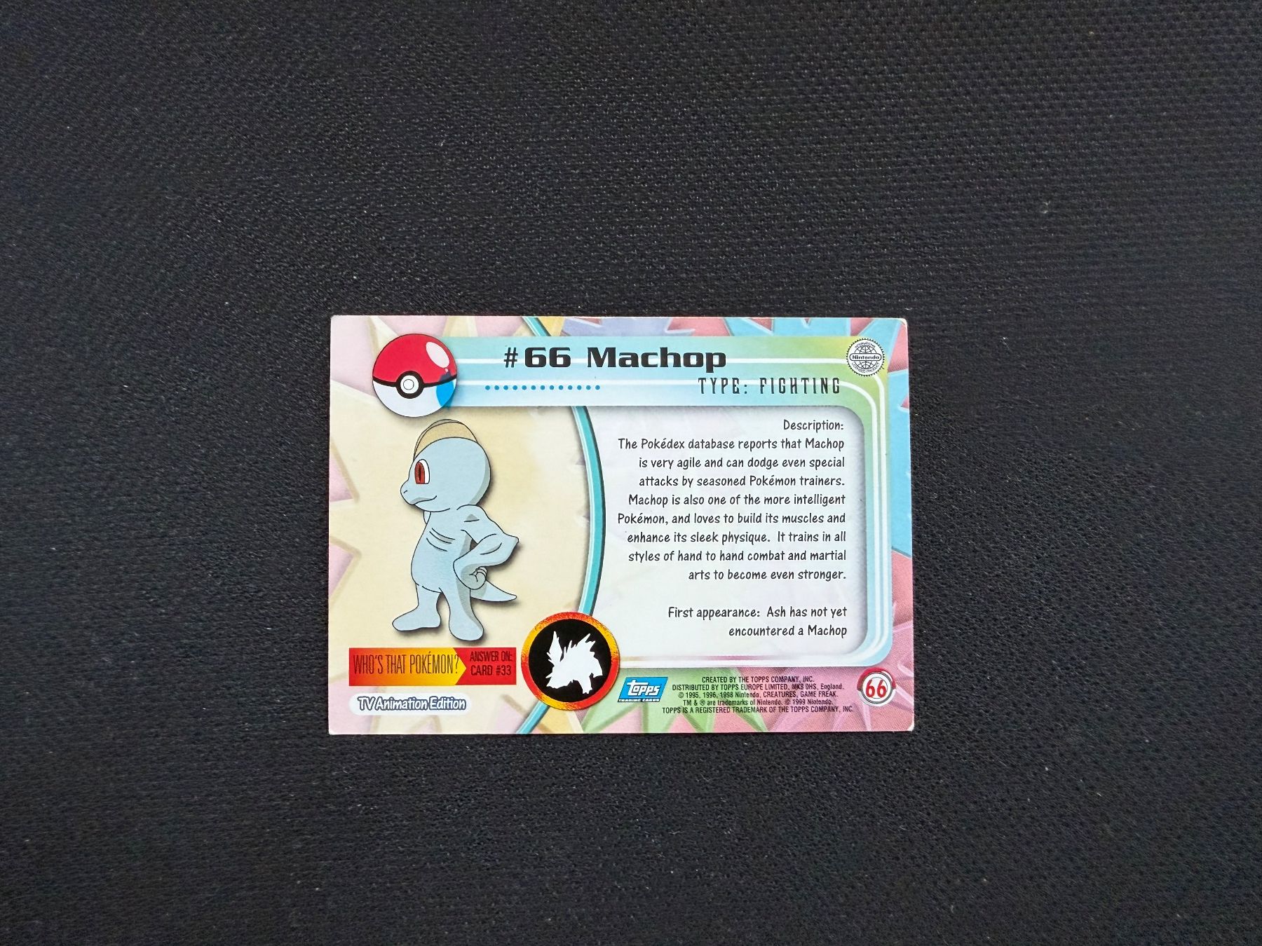 Pokémon Carte collezionabili: Pokémon Topps 1999 - Machop – Usato da Zürich venduto da mountainwizard00 1