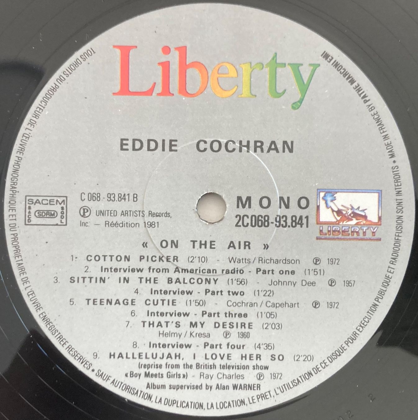 Dischi in vinile: EDDIE COCHRAN - ON THE AIR – Usato da Poliez-Pittet venduto da Newtown-Records 2