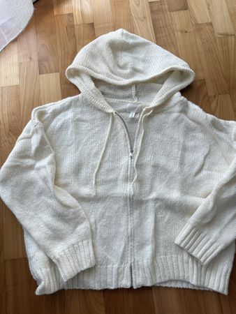 Strickjacke mit Kapuze H&M weiss, Grösse S