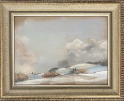 Gemälde Winterlandschaft, signiert Samuele 1943 (40x31 cm)