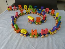 Holzeisenbahn Buchstaben Zug Set Kinder Lernspielzeug