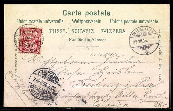 Cartoline postali: Vorläufer-Lithographie Wengernalp, 1895, Hotel Scheidegg mit – Usato da Berlin venduto da bartko-reher 1