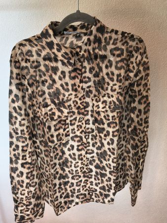 Zara Leopard Print Sheer Shirt (Women's M)