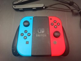 Original Nintendo Switch Joy-Con Set (Neon-Rot/Blau) + Grip