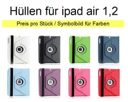 iPad Air 1,2 Hüllen Cases verschiedene Farben drehbar gün...