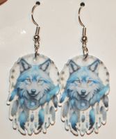Ohrringe L-9373 – Traumfänger-Ohrringe aus Acryl Wolf 1 Paar