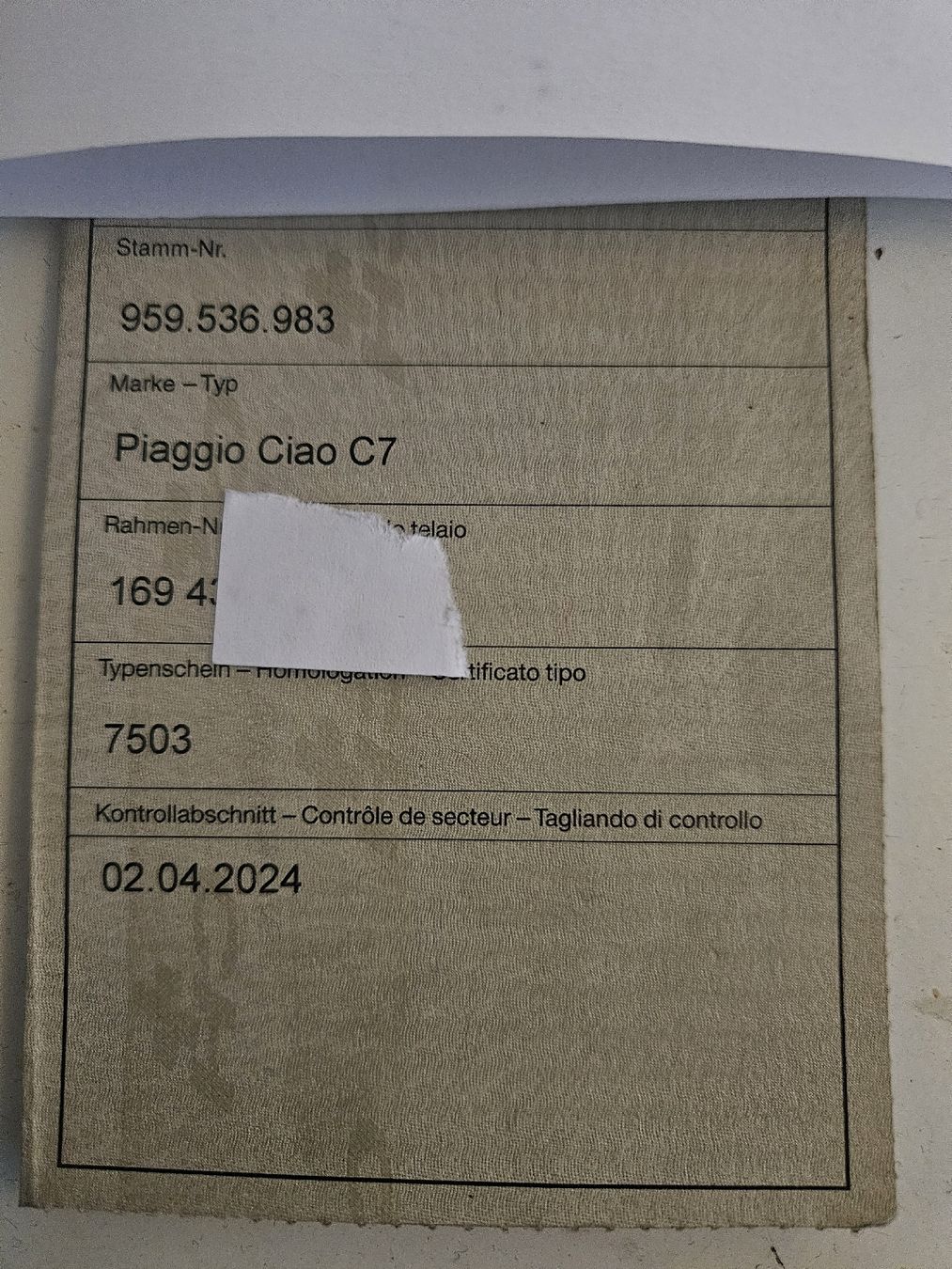 Piaggio Parti ricambio per ciclomotori: Paggio Ciao Rahmen – Difettoso da Buchs LU venduto da Roli2.0 7