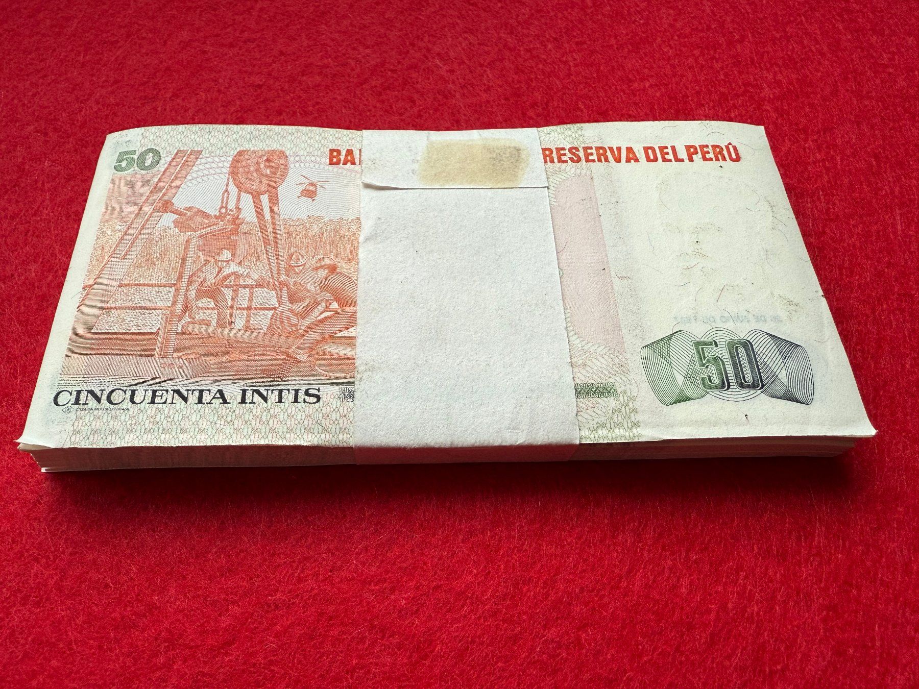 Banconote: Peru 1987 - Bündel - 100 x 50 Intis aUNC – Nuovo (secondo la descrizione) da Pfäffikon SZ venduto da Sieben77 2
