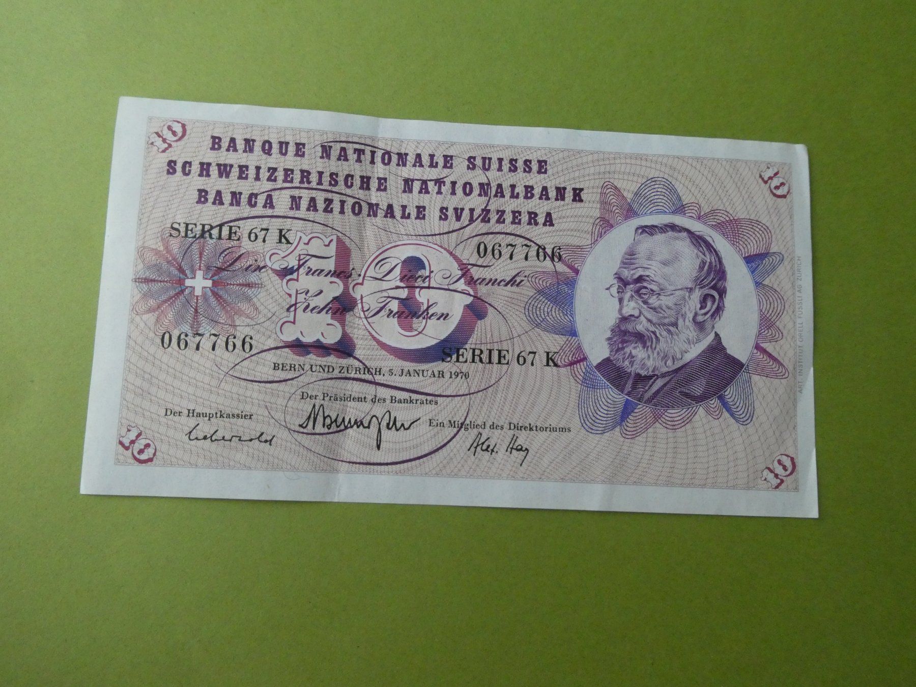 Billets de banque: Schweiz 1970, 10 Franken – D'occasion à Hinterforst par Rohusri