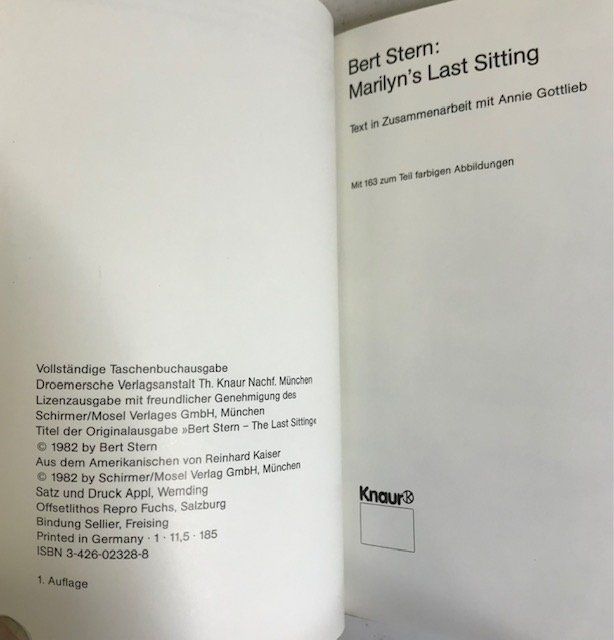Libri: Marilyn‘s last sitting von Bert Stern – Usato da Zürich venduto da popcorn67 9