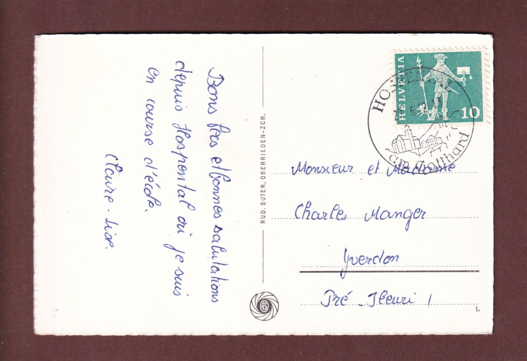 Ansichtskarten: HOSPENTAL - 1962 – Gebraucht aus Pully von nicecards-shop 1