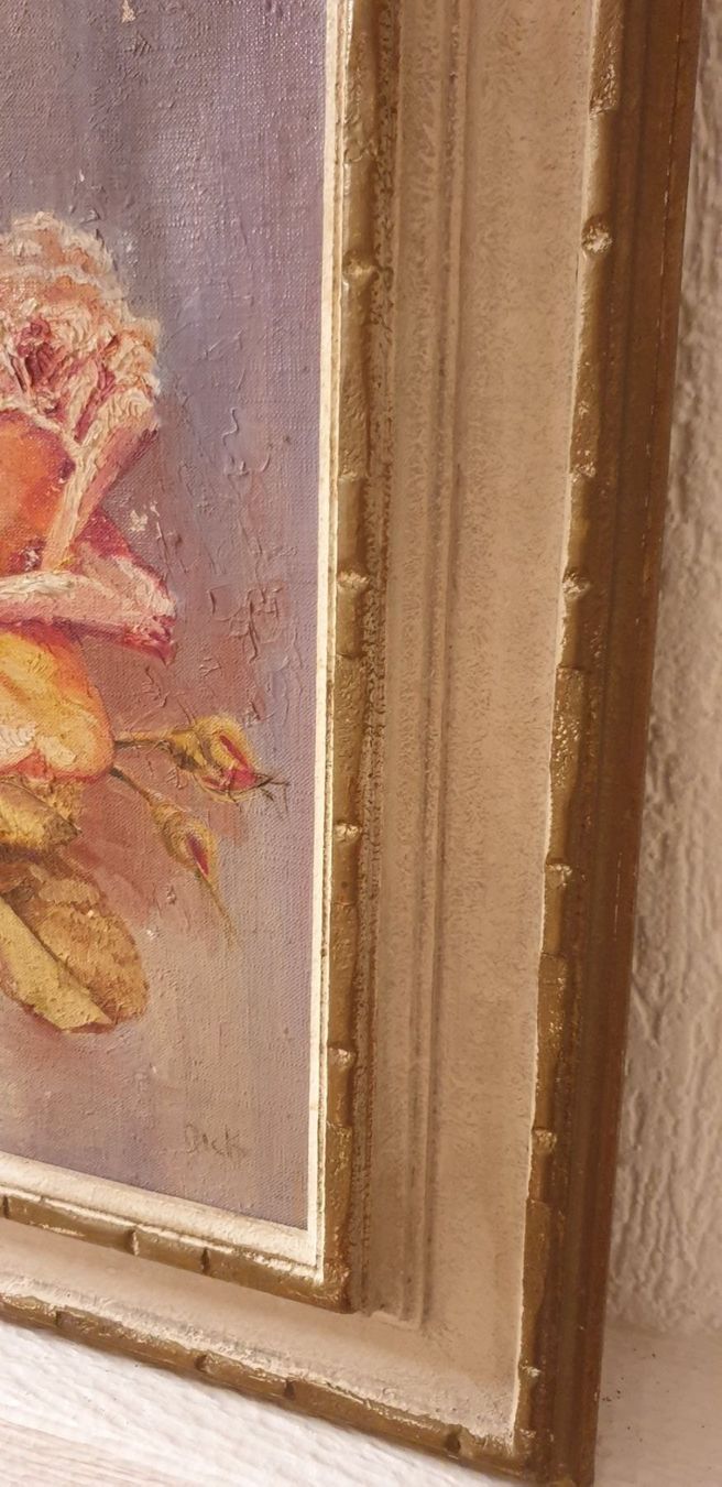 Gemälde: Antikes Rose Oelgemälde sig. Dick – Gebraucht aus Winterthur von han_m89f 3