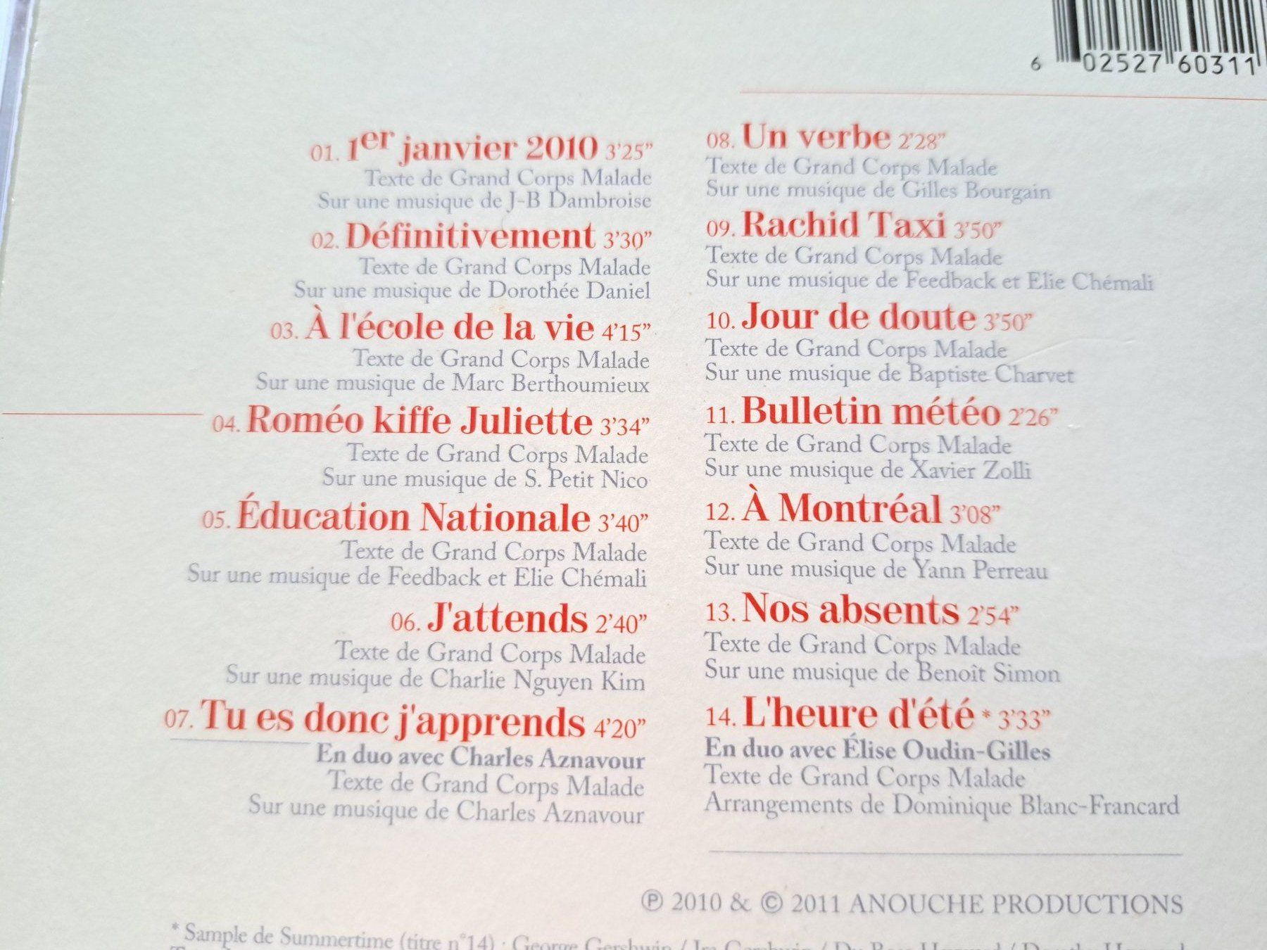 CDs: Cd Grand Corps Malade - 3ème temps  – Gebraucht aus Pully von bro_n52j 2