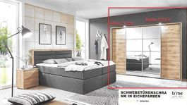Neuer Schwebetürenschrank in Eichenfarben plus Spiegel