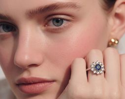 Sapphire & Natural Diamond Platinum Ring