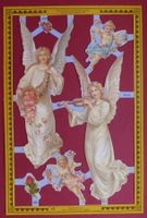 GLANZBILDER POESIE-ALBUM OBLATEN, ENGEL PUTTI BLUMEN, GB