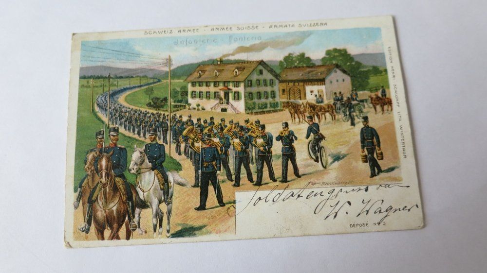 Cartoline postali: Schweizer Armee - Infanterie - Feldpost - 1915 – Usato da Jona venduto da centumprata