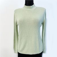 Pullover 100% Seide Gr. M/L hellgrün 2x2 Strick VINTAGE