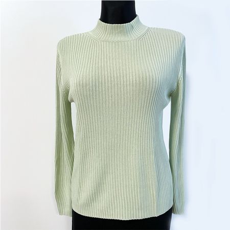 Pullover 100% Seide Gr. M/L hellgrün 2x2 Strick VINTAGE