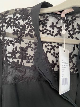 Damen Bluse mint&berry schwarz mit Spitze Grösse 40 neu
