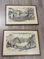 Due disegni stampe cornici legno buone condizioni