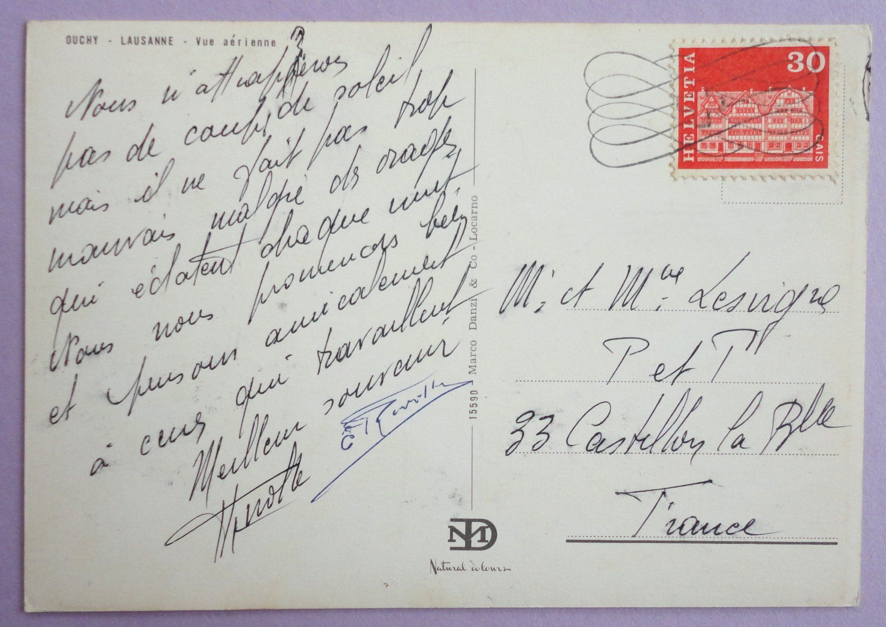 Cartoline postali: Ouchy - Lausanne - Vue aérienne – Usato da Fétigny venduto da Billy2miny 1