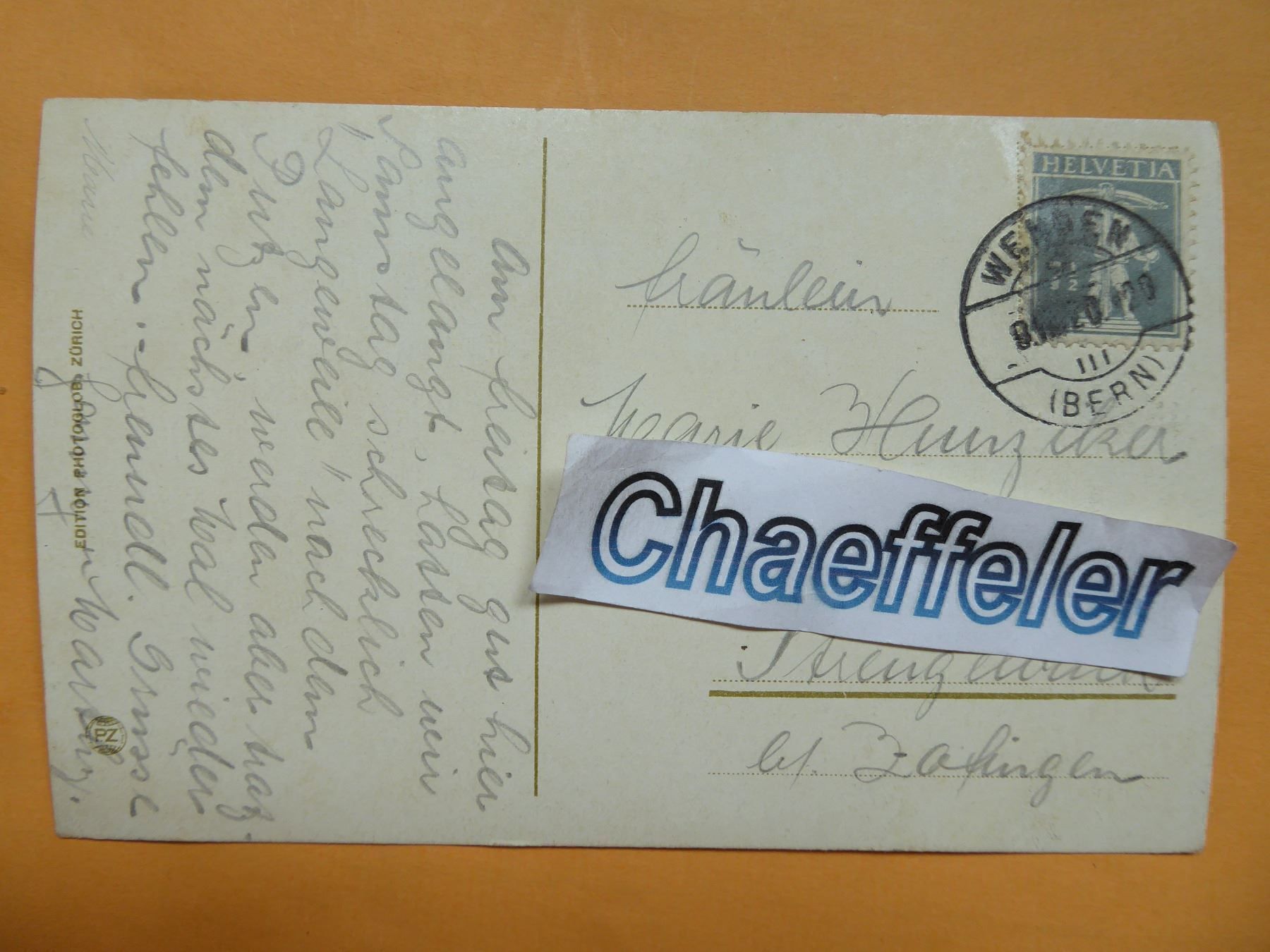 Cartoline postali: 1920 Eiger, Mönch & Jungfrau, Männlichen – Usato da Zürich venduto da Chaeffeler 1