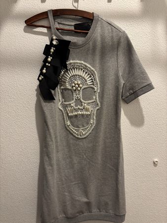  Philipp Plein T-Shirt Dress Teschio Perle & Strass 